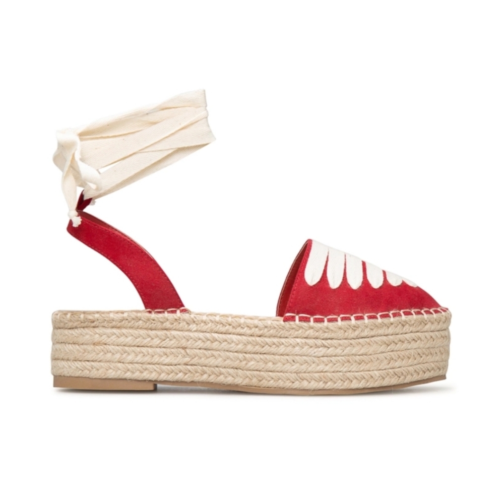Red Platform Espadrille Sandal (for narrow feet)